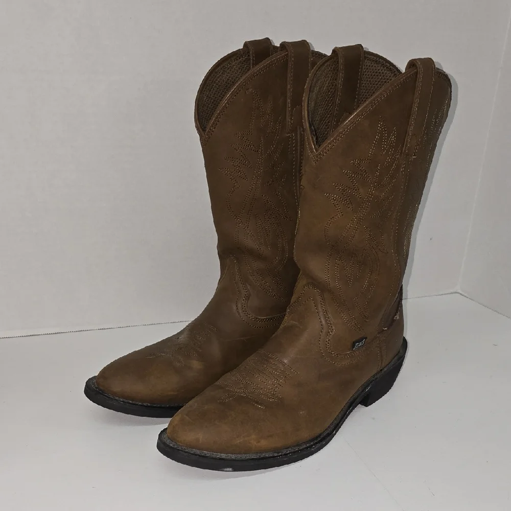 Justin Men's Brown Cowboy Boots Size 9.5D Style JB1100 - Picture 1 of 15